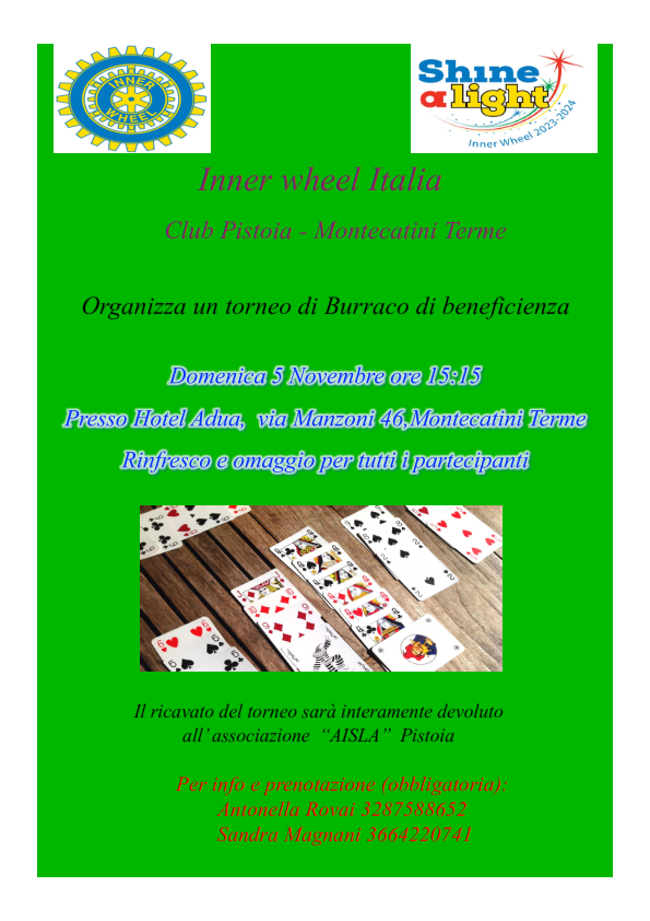 Torneo di Burraco a favore di AISLA Pistoia